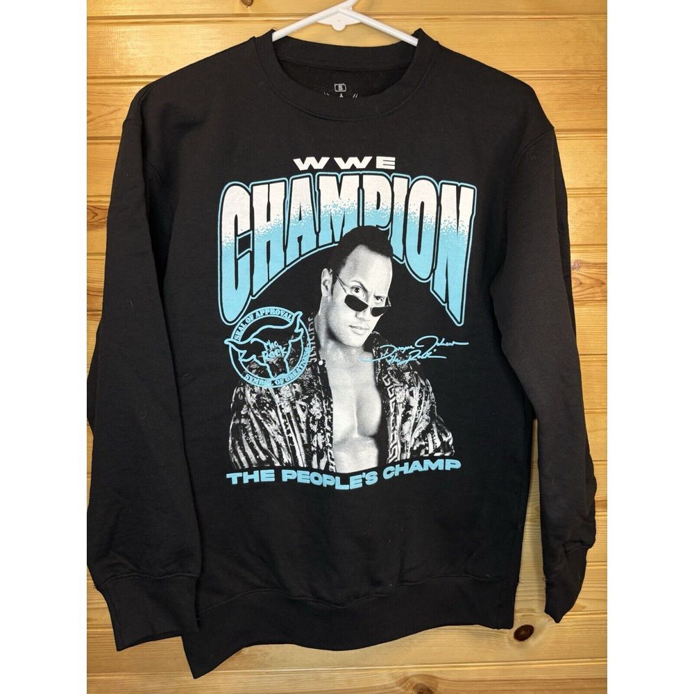 WWE Wrestling Crewneck Sweatshirt Men's Small The Rock Peoples Champ NWOT Title